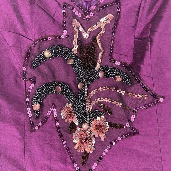NWT Dupioni Silk Purple Dress Sz S Beaded Whimsygoth Victorian Glam Edwardian - Picture 6 of 10